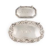 A George III silver wine label,
