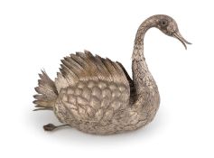 A Portuguese silver model of a swan,