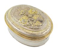 An 18th century continental parcel-gilt silver toilet box,