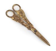 A pair of early-Victorian silver-gilt grape scissors,