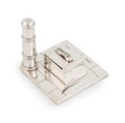 A Edwardian novelty silver shoe shine stamp holder,