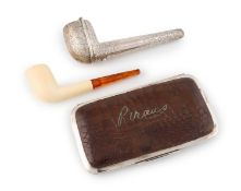 λ A Victorian silver-mounted crocodile skin cigar case,