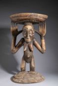 A LUBA HEMBA CARYATID STOOL