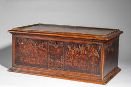 A SMALL ITALIAN CYPRESS / CEDAR AND POKERWORK CHEST