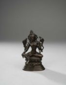A TIBETAN BRONZE FIGURE OF GREEN TARA
