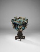 λ A CHINESE KINGFISHER FEATHER JEWEL-ENCRUSTED HEADDRESS, DIAN ZI
