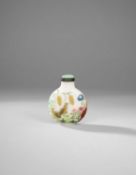A CHINESE FAMILLE ROSE WHITE GLASS 'QUAILS AND MILLET' SNUFF BOTTLE