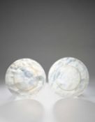 A PAIR OF CHINESE AGATE 'LONGEVITY' DISHES