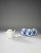 TWO CHINESE TEABOWLS AND THREE SAUCERS FROM THE HATCHER AND DIANA CARGOES