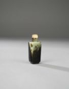 A CHINESE BLACK AND GREEN JADE BOTTLE