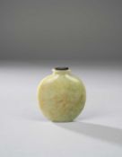 A CHINESE INSCRIBED CELADON JADE SNUFF BOTTLE