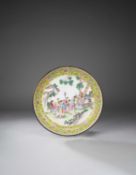 A LARGE CHINESE CANTON ENAMEL 'SCHOLARS' DISH