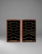 A PAIR OF GLAZED SNUFF BOTTLE DISPLAY CABINETS