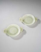 A PAIR OF CHINESE CELADON JADE MUGHAL-STYLE 'CHRYSANTHEMUM' DISHES