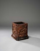 A CHINESE ZITAN 'SCHOLARS' BRUSHPOT, BITONG
