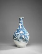 A TALL JAPANESE ARITA BLUE AND WHITE VASE