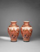 A PAIR OF LARGE JAPANESE KUTANI VASES