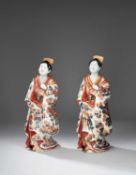 TWO LARGE JAPANESE IMARI FIGURES OF BEAUTIES
