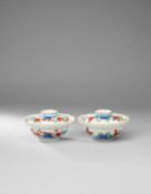 A PAIR OF JAPANESE ARITA BOWLS AND COVERS