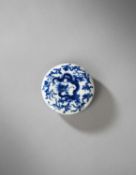 A BLUE AND WHITE SEAL BOX AND COVER