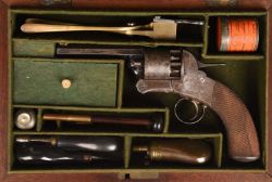 A scarce 120 bore Webley patent 'Longspur' six-shot percussion revolver