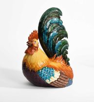 Theodore Deck (1823-1891) Coq, a rare centrepiece model of a cockerel, 1859