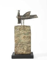 John Maltby (1936-2020), Seabird and Fish, a stoneware and mixed media sculpture