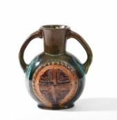 Christopher Dresser (1834-1904) for Linthorpe Pottery, a Peruvian style twin-handled vase