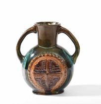 Christopher Dresser (1834-1904) for Linthorpe Pottery, a Peruvian style twin-handled vase