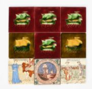 Attributed to Walter Crane, Sigh No More Ladies and Phyllis is my only Joy, two tiles