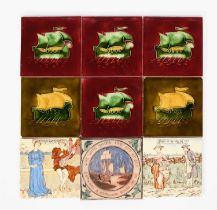 Attributed to Walter Crane, Sigh No More Ladies and Phyllis is my only Joy, two tiles