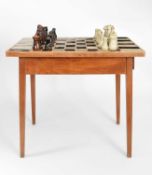 In the manner Rosemary Wren (1922-2013) at Oxshott Pottery, a stoneware chess set and table