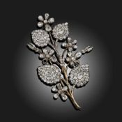 A 19TH CENTURY DIAMOND SET FLORAL SPRAY BROOCH