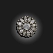 A GEORGE III DIAMOND BROOCH, CONVERTED FROM A BUTTON