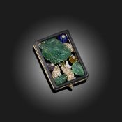 A MULTI-GEM-SET GOLD BROOCH