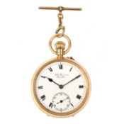 J.W. BENSON, A GENTLEMAN'S 18CT YELLOW GOLD OPEN FACED POCKET WATCH, C1924