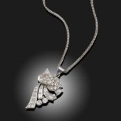 A DIAMOND SCROLL PENDANT
