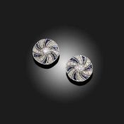 A PAIR OF SAPPHIRE AND DIAMOND EARRINGS