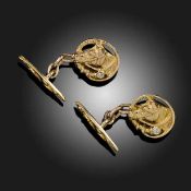 A PAIR OF DIAMOND-SET CUFFLINKS