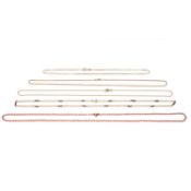 λ A COLLECTION OF FOUR ITALIAN NECKLACES AND A CORAL-SET NECKLACE