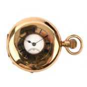 A GENTLEMAN'S LATE VICTORIAN 18CT YELLOW GOLD HALF HUNTER POCKET WATCH, C1900