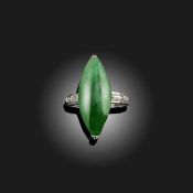 A JADE AND DIAMOND RING