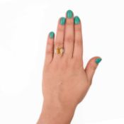 A YELLOW SAPPHIRE AND DIAMOND RING