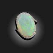 AN OPAL AND DIAMOND RING, C2012