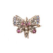 A GEM-SET BUTTERFLY BROOCH