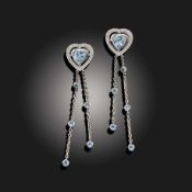 THEO FENNELL, A PAIR OF AQUAMARINE AND DIAMOND DROP EARRINGS