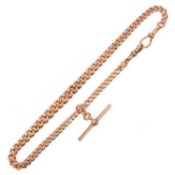 A 9CT GOLD CURB LINK ALBERT CHAIN