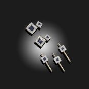 VAN CLEEF & ARPELS, A PAIR OF SAPPHIRE AND DIAMOND CUFFLINKS AND BUTTONS