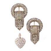 A DIAMOND-SET PENDANT AND A PAIR OF PASTE-SET BROOCHES