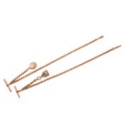 TWO 9CT GOLD WATCH CHAINS
